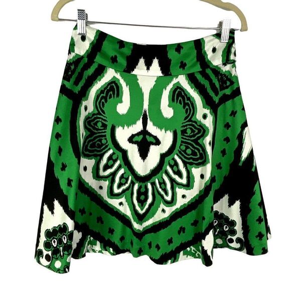 INC International Concepts Folkloric Ikat Green Print Skirt, size 0, Lined - Picture 1 of 6